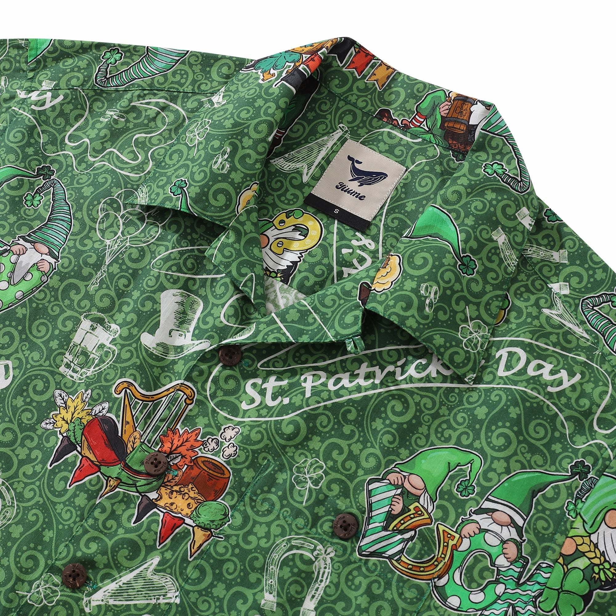 Chemise hawaïenne pour hommes à col camp d'Halloween, 100 % coton, chemise irlandaise par Yakima
