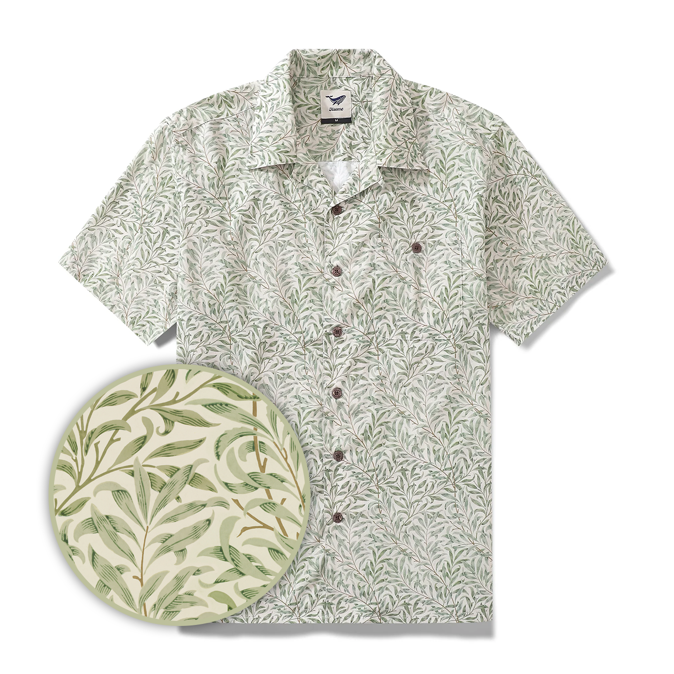 Hawaiian Shirt For Men 1920s Vintage Willow Shirt Camp Collar 100% Cotton By Amy