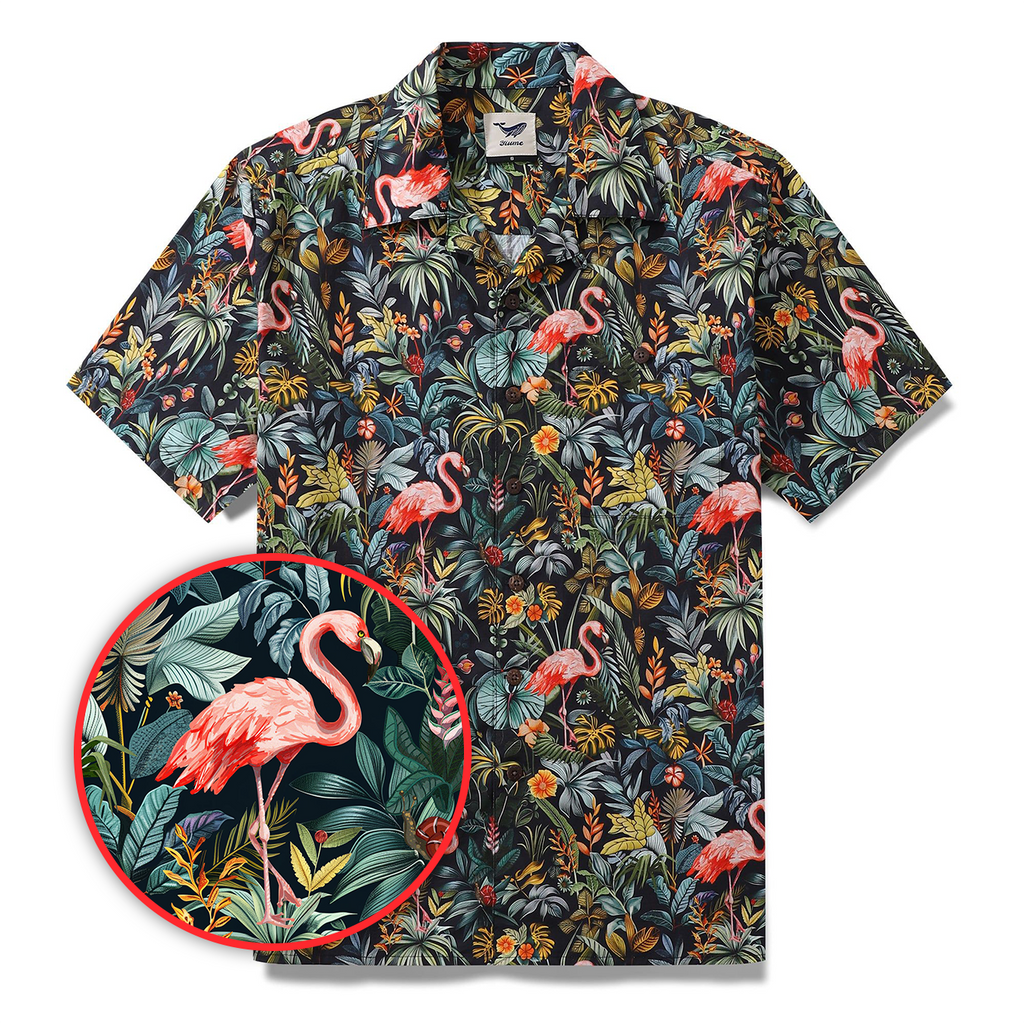 Hawaiian Shirt For Men Flamingo Haven Shirt Camp Collar 100% Cotton By Cigar