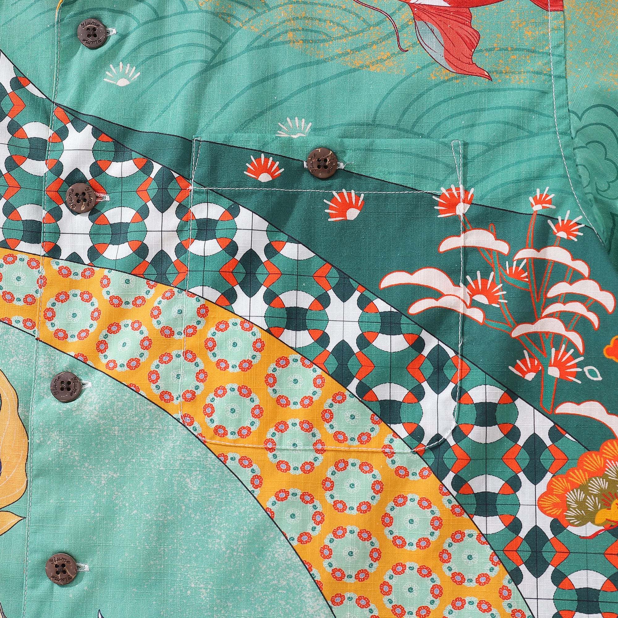 Green Hawaiian Shirt For Men Dancing gracefully Fish Shirt 100% Cotton By Sylvia