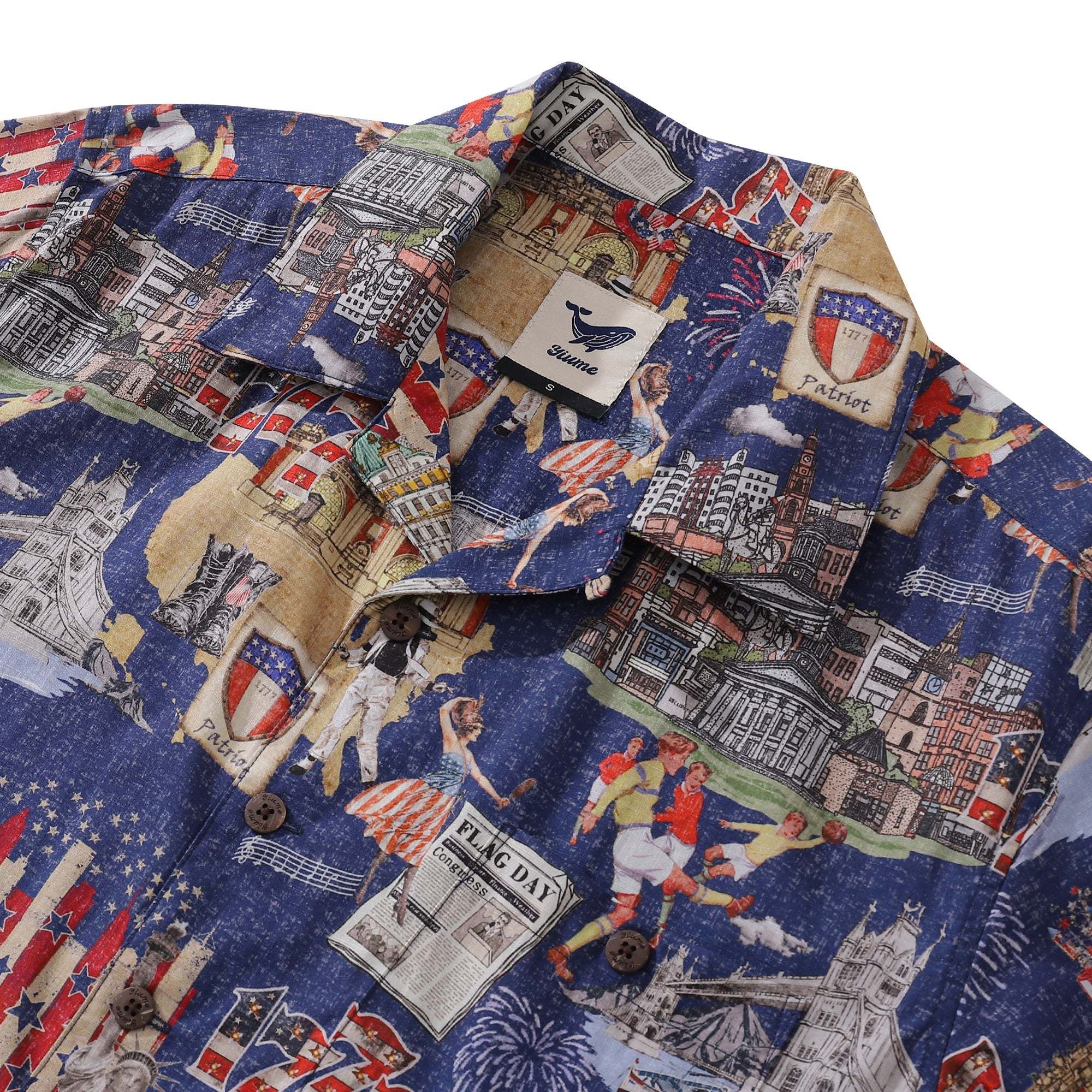 Hawaiian Shirt For Men Looking back to 1777 Print Shirt Camp Collar 100% Cotton By Sherry