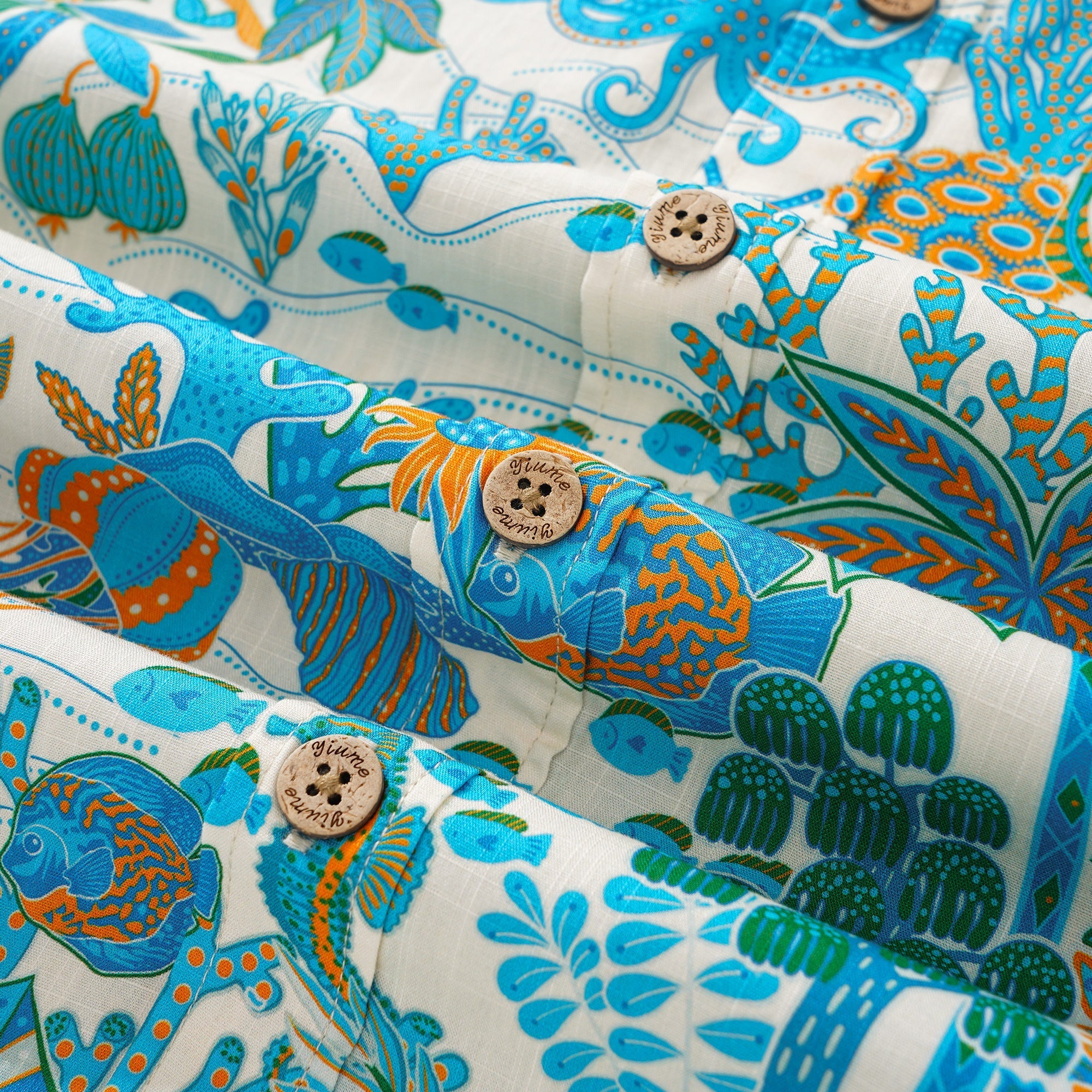 Men's Hawaiian Shirt Short Sleeve Button-down 100% Cotton Blue Aloha Fantasy Paradise By Huan huan