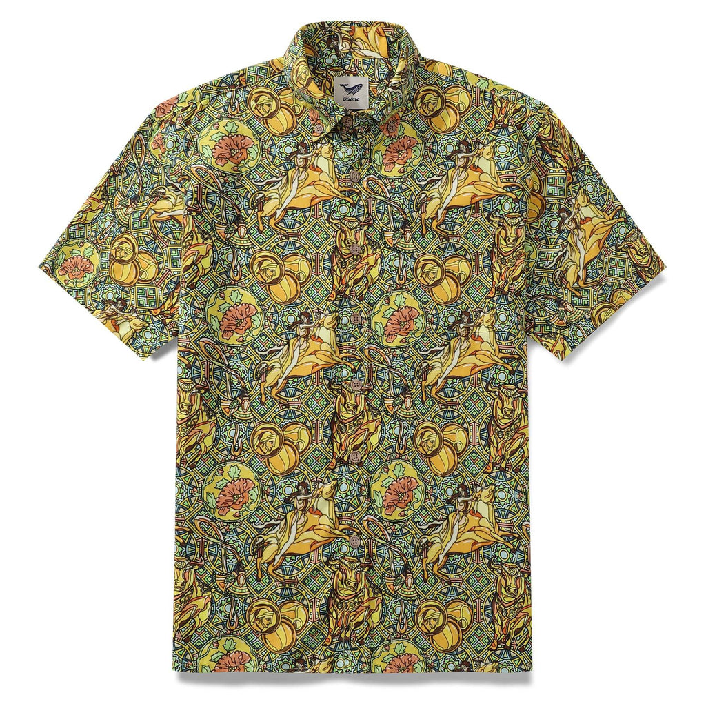 Men's Hawaiian Shirt Taurus Print Tencel™ Button-down Short Sleeve Aloha Shirt The 12 Zodiac Signs By Sun