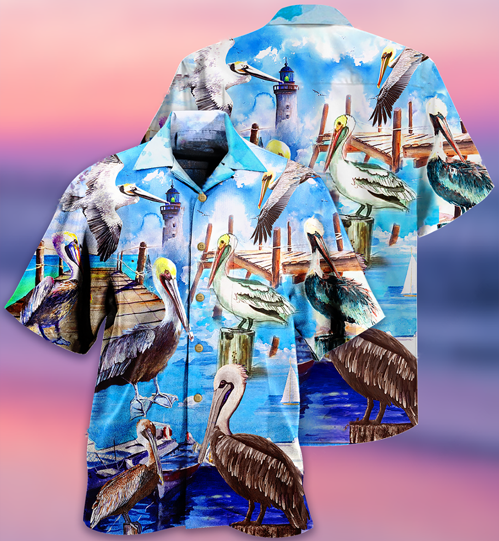 Pelican Animals Love Beach And Beach Love Them Too Much - Hawaiian Shirt