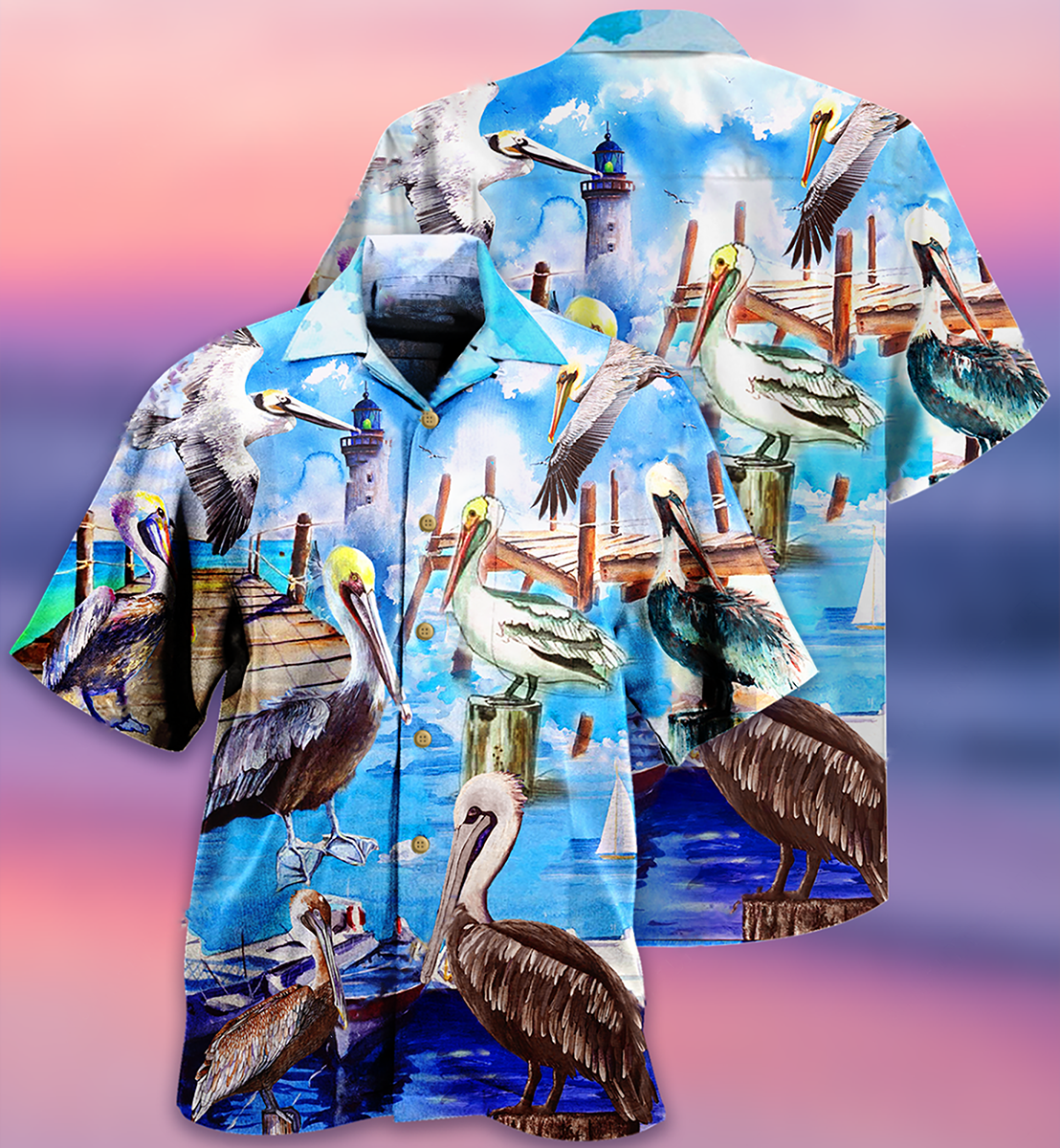 Pelican Animals Love Beach And Beach Love Them Too Much - Hawaiian Shirt