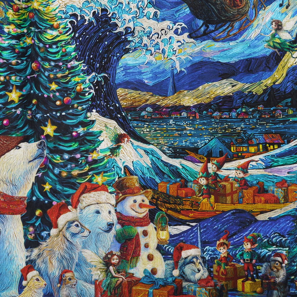 Christmas Gift Men's Hawaiian Shirt Van Gogh Art Shirt Camp Collar 100% Cotton Blue Starry Christmas Magic With Van Gogh By Huan huan