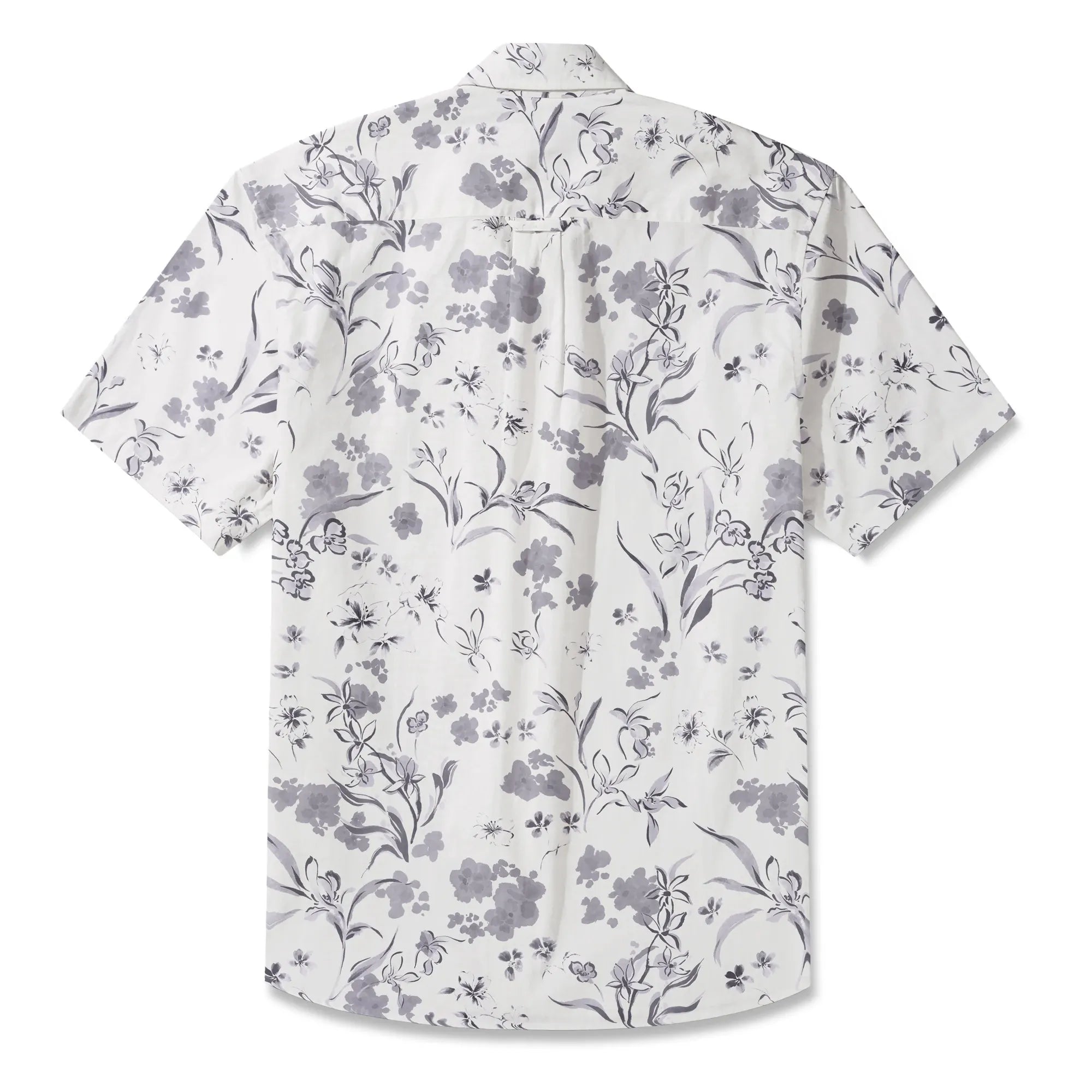 LeosWare® Men's Hawaiian Shirt Short Sleeve Button-up 100% Cotton Gray Aloha Exquisite Art Gray Floral Design By Huan huan