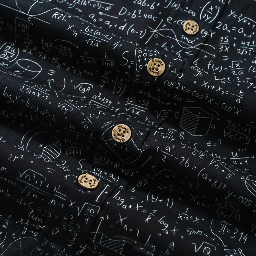 Geek Chic Men's Hawaiian Shirt Short Sleeve Button-down 100% Cotton Black Aloha The Problem Solver Math Formula Physics Equation Science Chalkboard By Yana