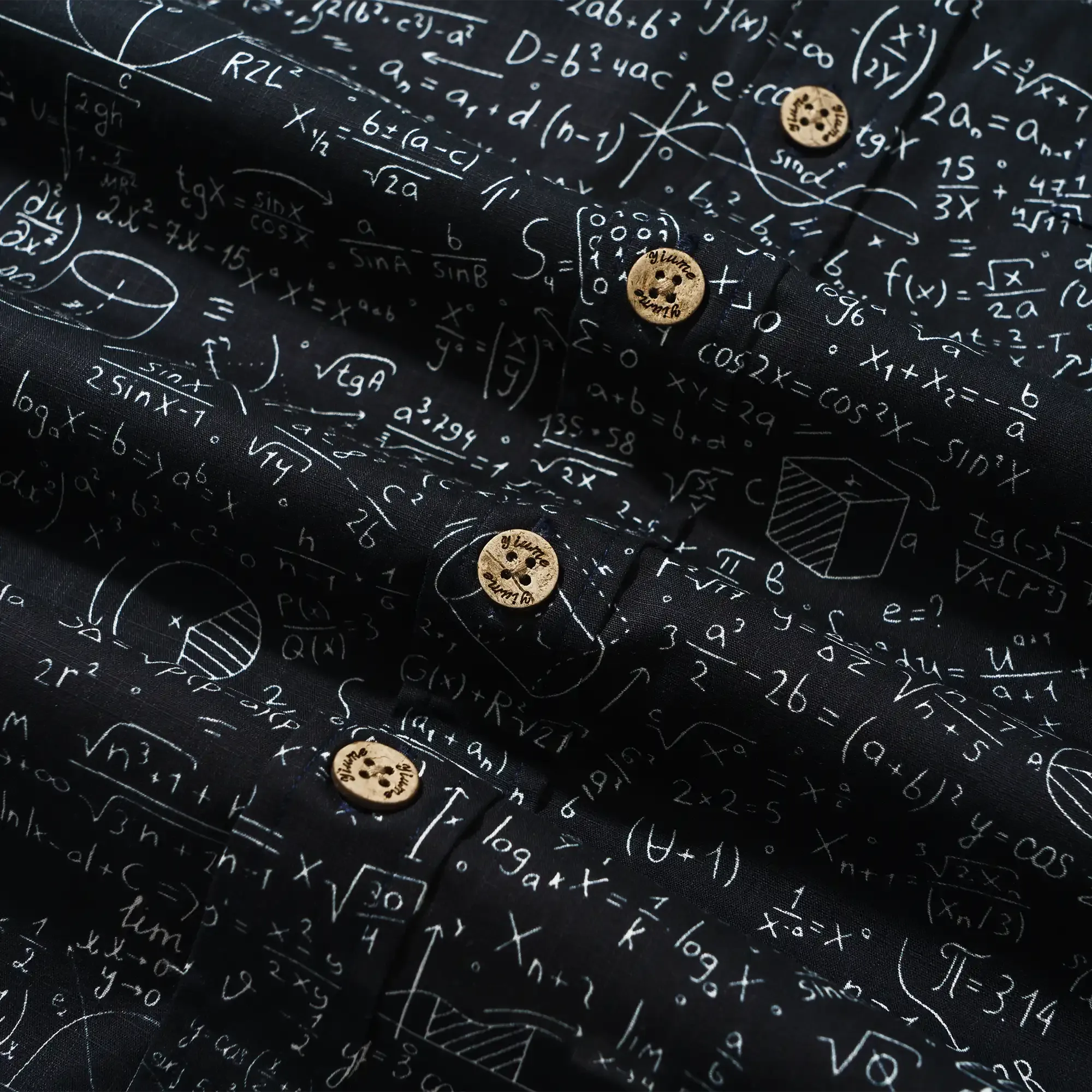 Geek Chic Men's Hawaiian Shirt Short Sleeve Button-down 100% Cotton Black Aloha The Problem Solver Math Formula Physics Equation Science Chalkboard By Yana