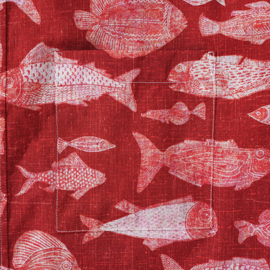 Men's Red Fish Hawaiian Shirt 100% Cotton Button-down Short Sleeve Aloha Shirt For Gift By Huan huan