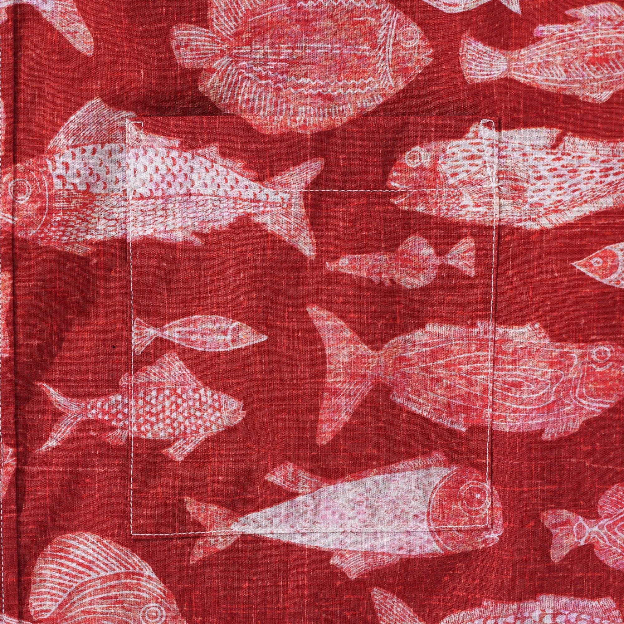 Men's Red Fish Hawaiian Shirt 100% Cotton Button-down Short Sleeve Aloha Shirt For Gift By Huan huan