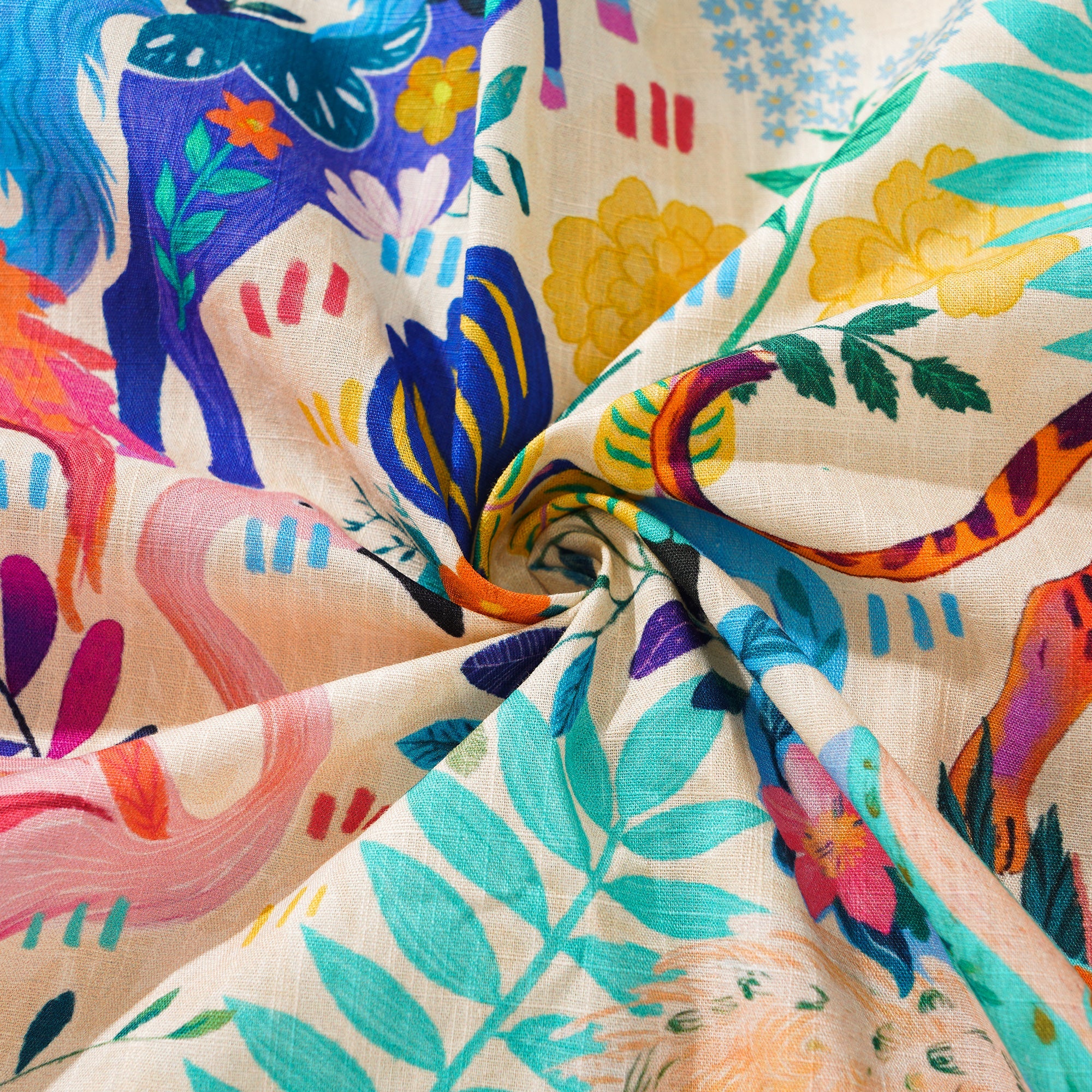 Men's Colorful Hawaiian Shirt Short Sleeve Button-down 100% Cotton Aloha Jungle Whimsy By Zeke