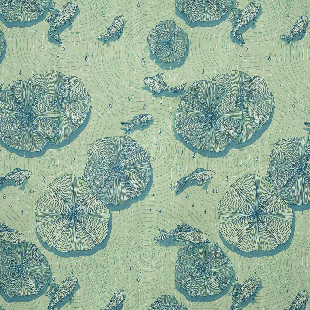 LeosWare® Chemise Hawaïenne pour Homme à Manches Courtes Boutonnée 100% Coton Vert Aloha Étang de Lotus en Début d'Été Par Ann
