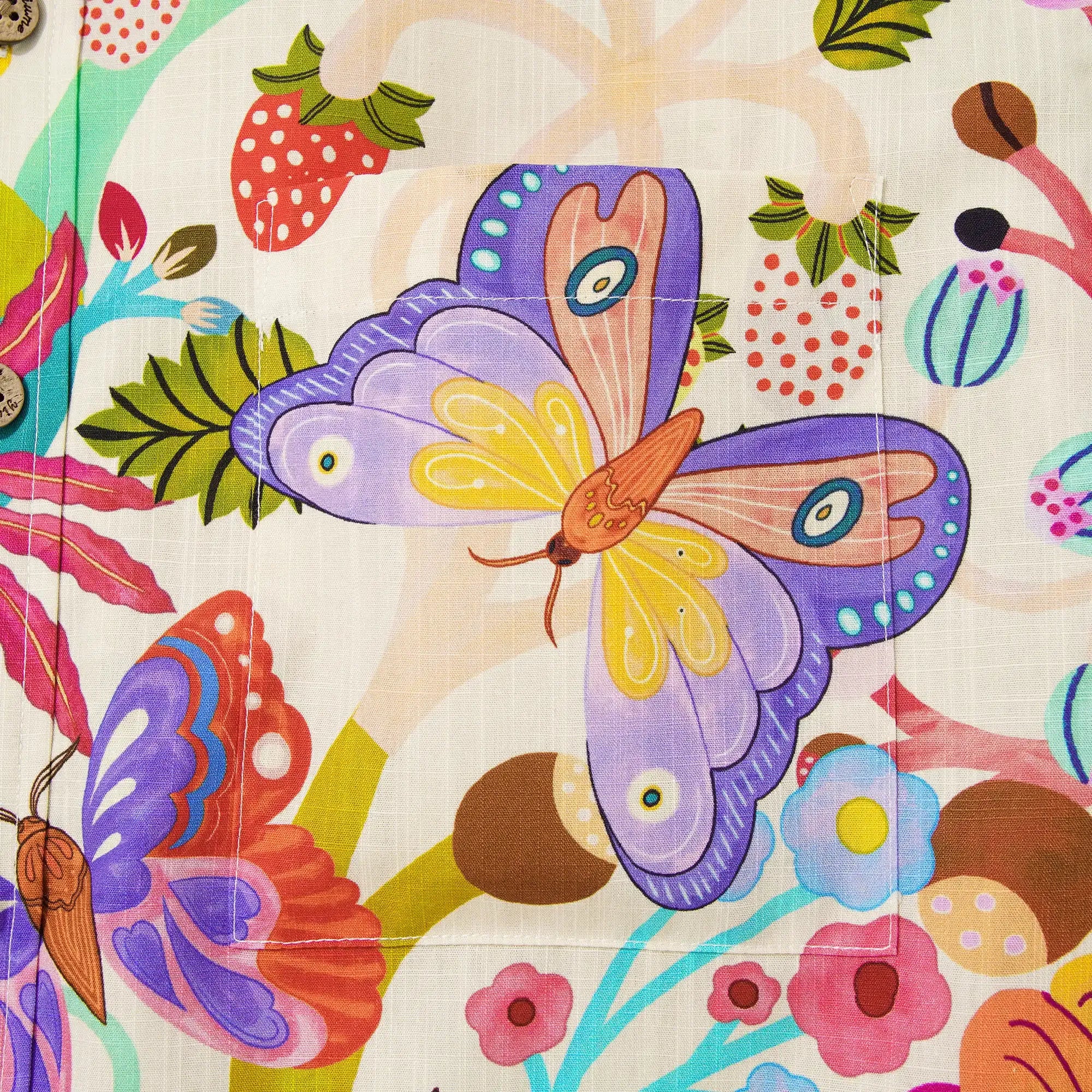 Men's Hawaiian Shirt Short Sleeve Button-down 100% Cotton Blue Aloha Butterfly Whispers By Huan huan