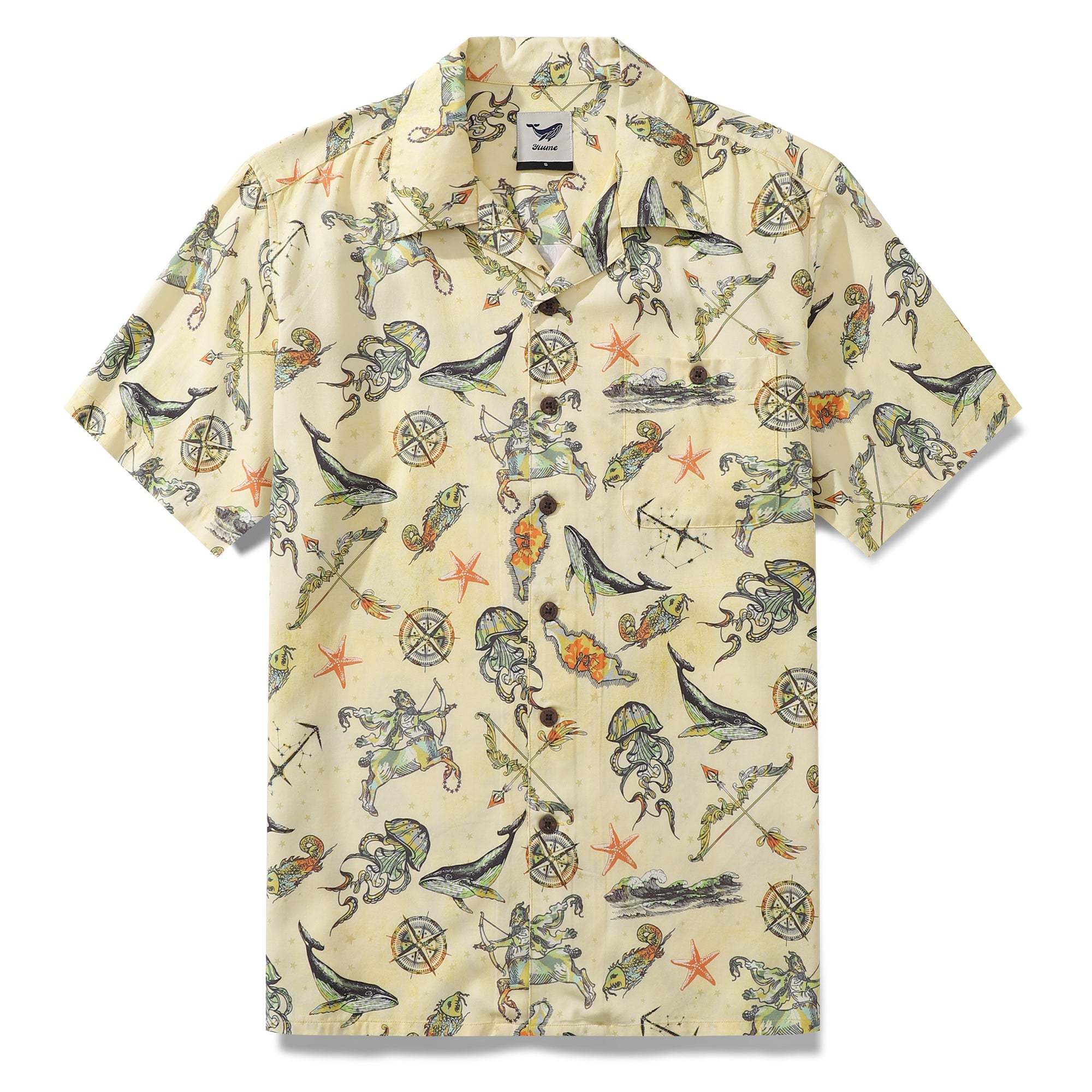 Hawaiian Shirt For Men Sagittarius Shirt Camp Collar Tencel™ The 12 Zodiac Signs By Cigar