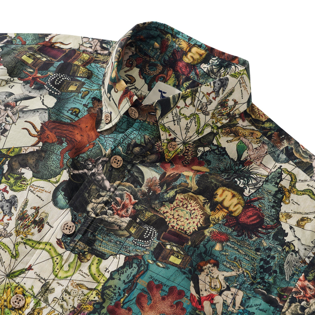 Men's Hawaiian Shirt Short Sleeve Button-down 100% Cotton Art Shirt By Huan huan