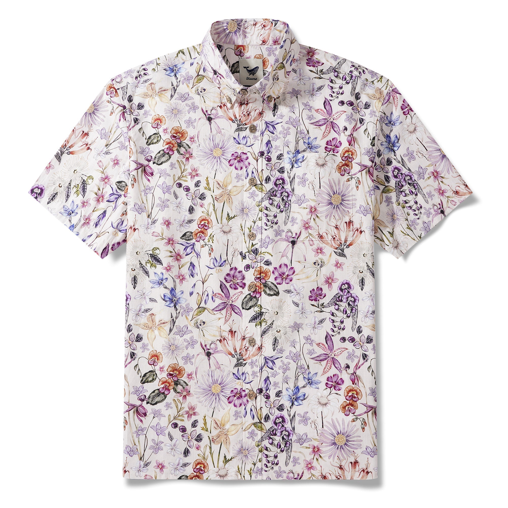 Men's Dress Shirt For Wedding Button-down Hawaiian Shirt 100% Cotton Elegant Shirt Wrinkle Free Aloha Flowers Of Romance by Eloise