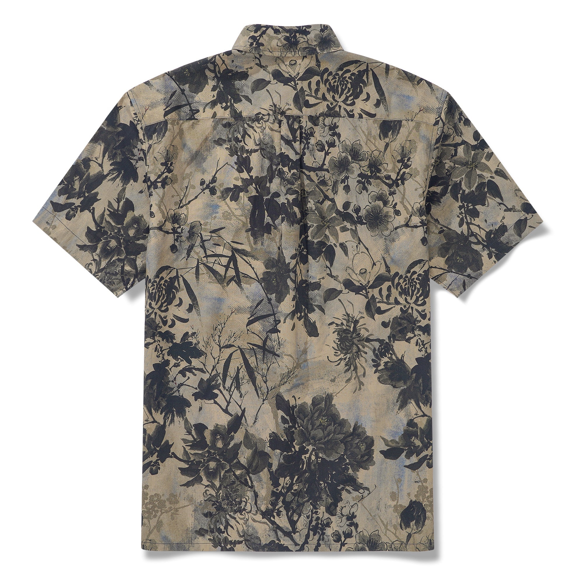 Men's Hawaiian Shirt Short Sleeve Button-down 100% Cotton Brown Aloha Shirt By Sun