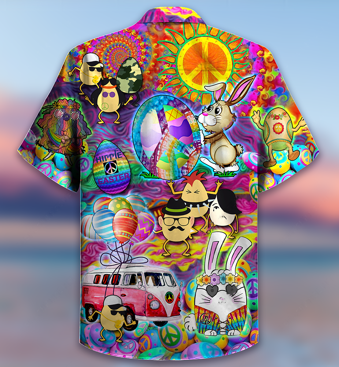 Hippie Easter Peace Life Color Funny Party - Hawaiian Shirt