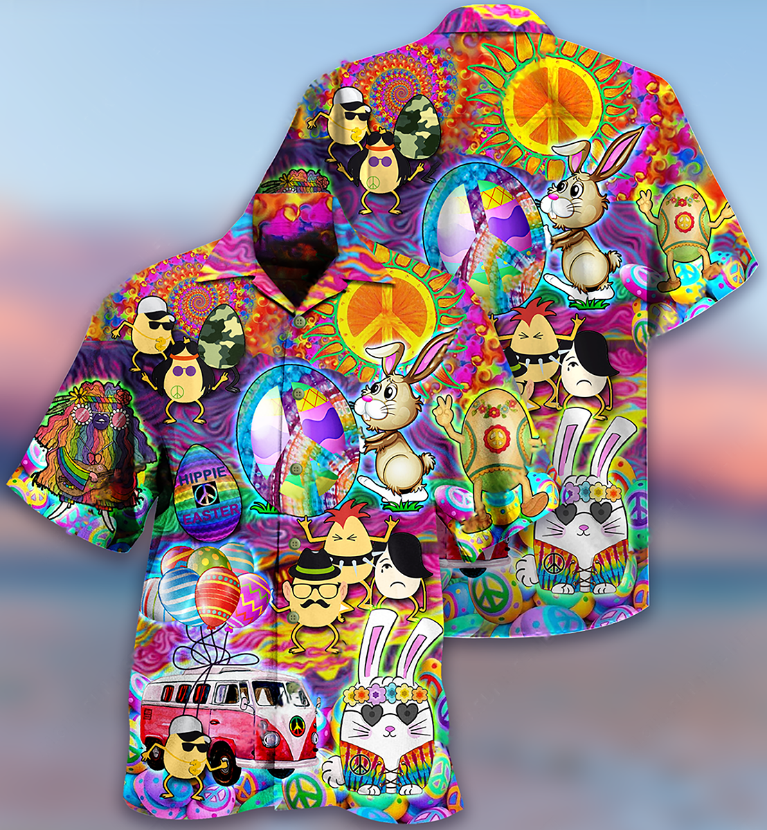 Hippie Easter Peace Life Color Funny Party - Hawaiian Shirt