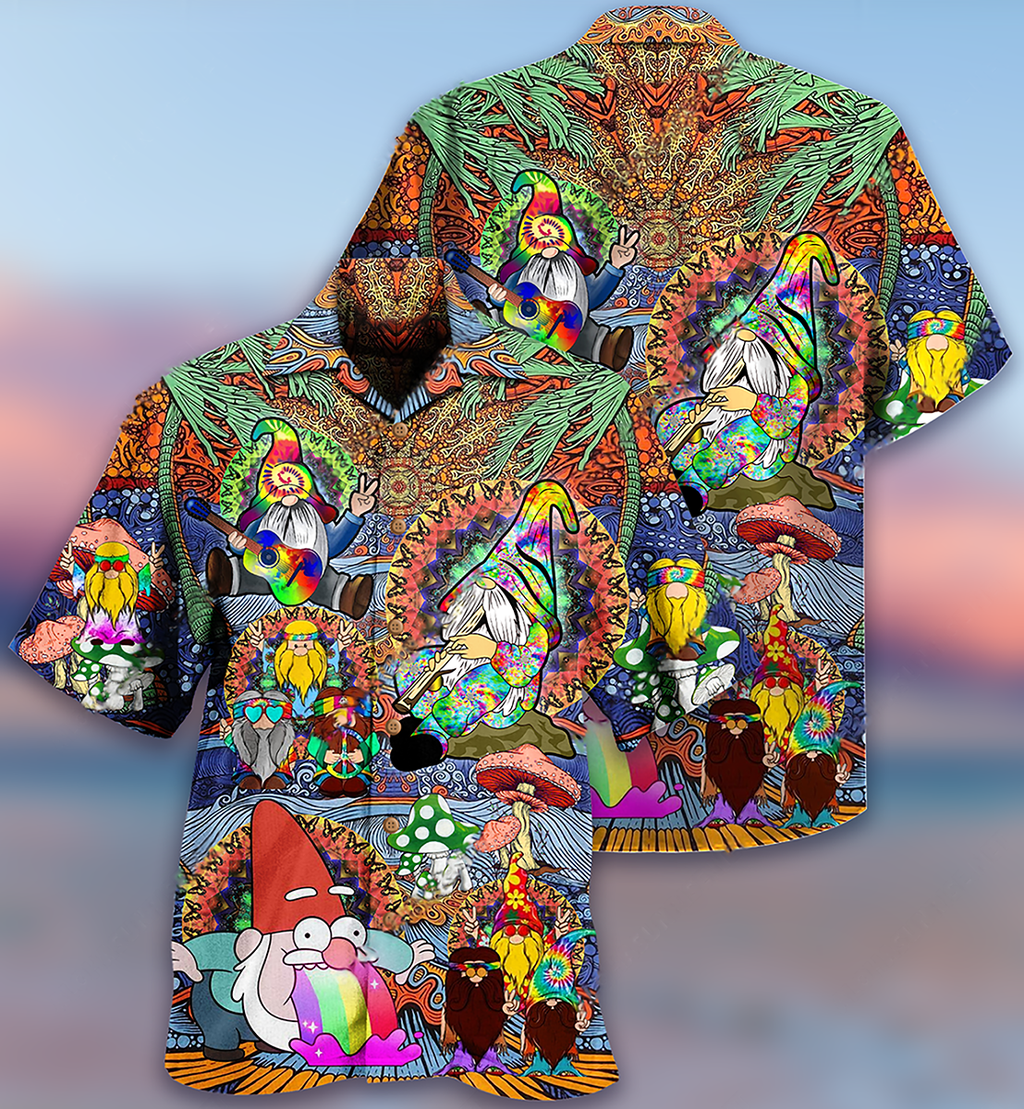 Hippie Gnome Peace Life Color - Hawaiian Shirt