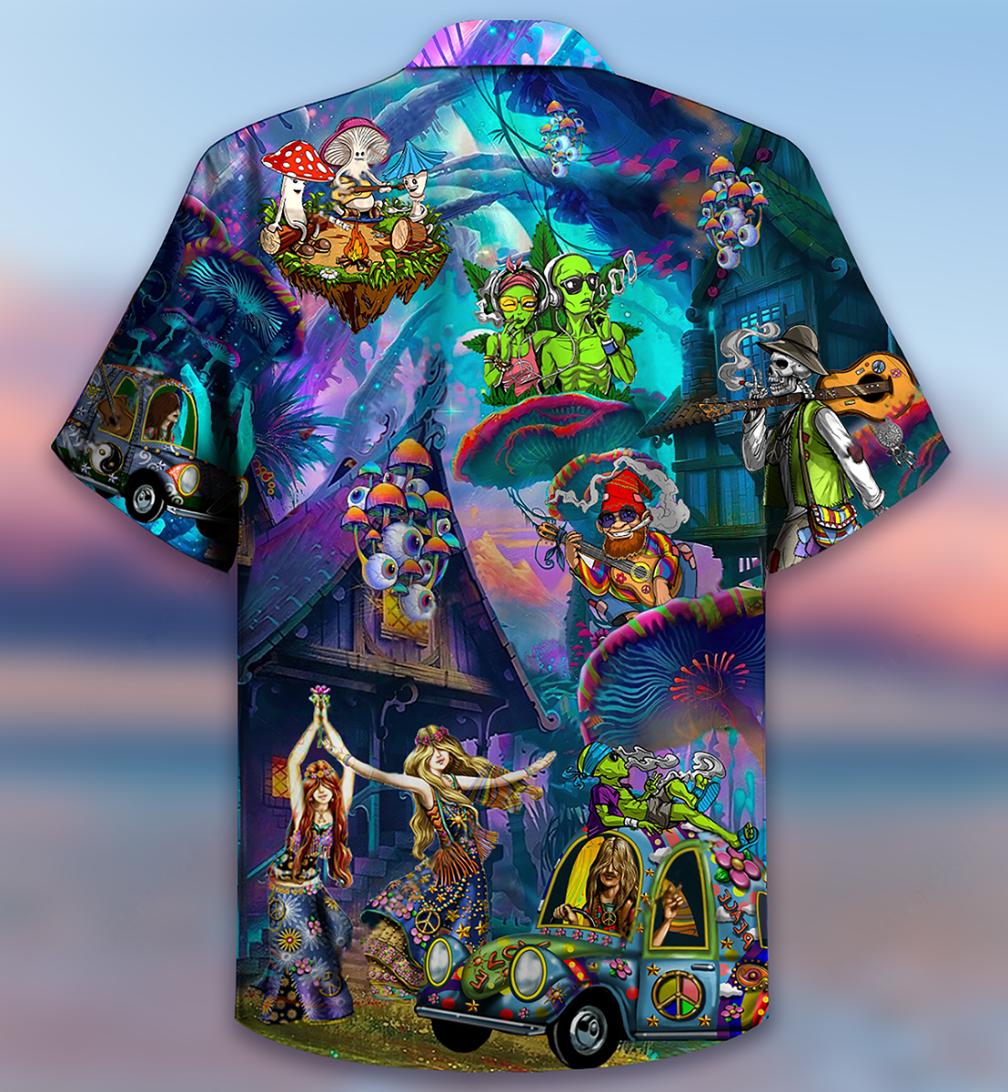 Hippie Alien Skull Peace Life - Hawaiian Shirt