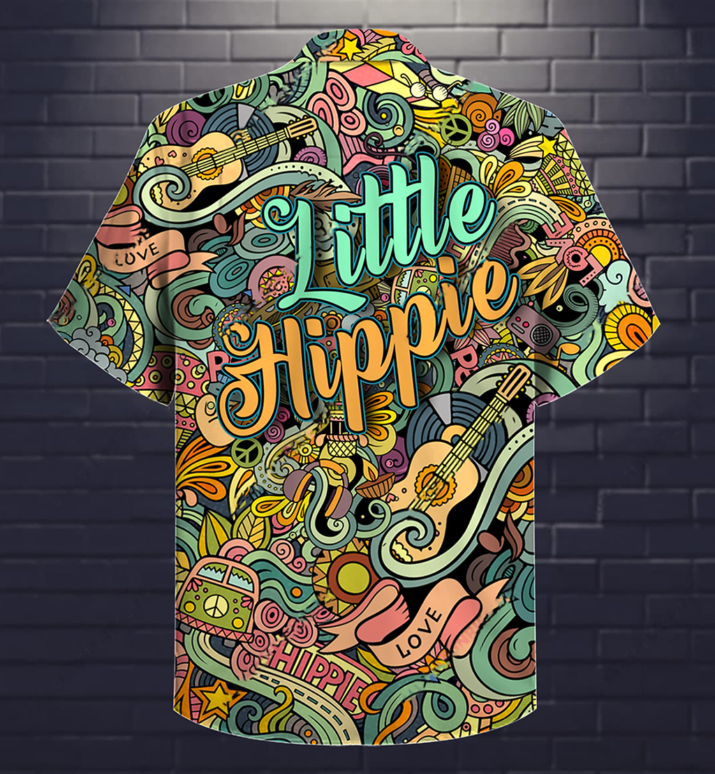 Hippie Music Love Guitar Peace Life Color Little Hippie - Hawaiian Shirt