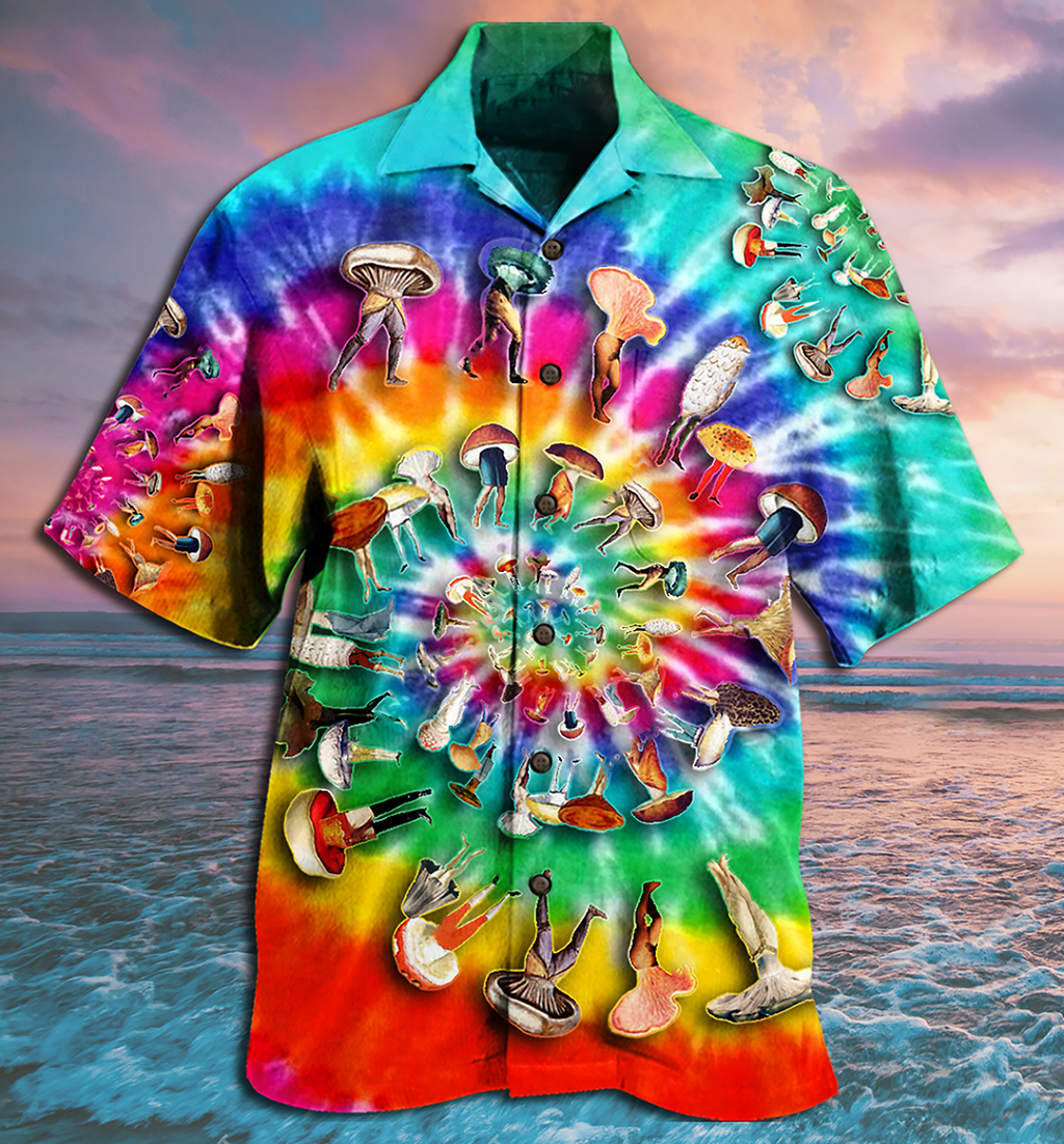 Hippie Mushroom Peace Life A Little Hippie - Hawaiian Shirt