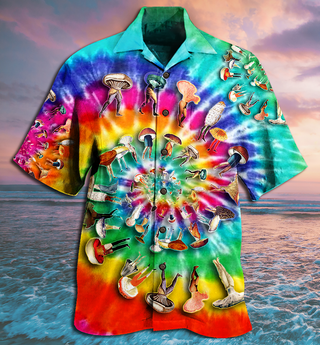 Hippie Mushroom Peace Life A Little Hippie - Hawaiian Shirt