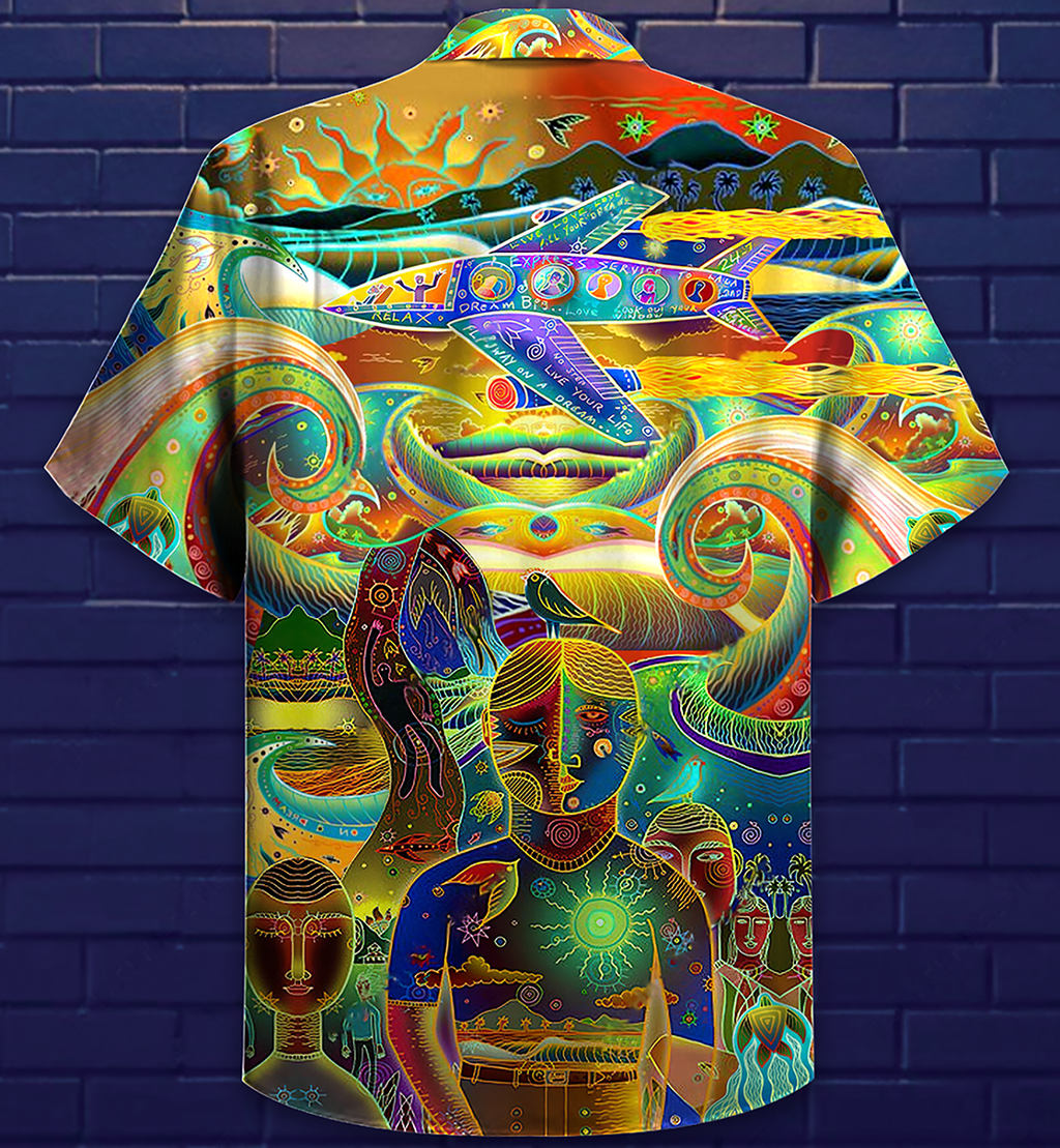 Hippie Peace Life Neon Color Amazing - Hawaiian Shirt