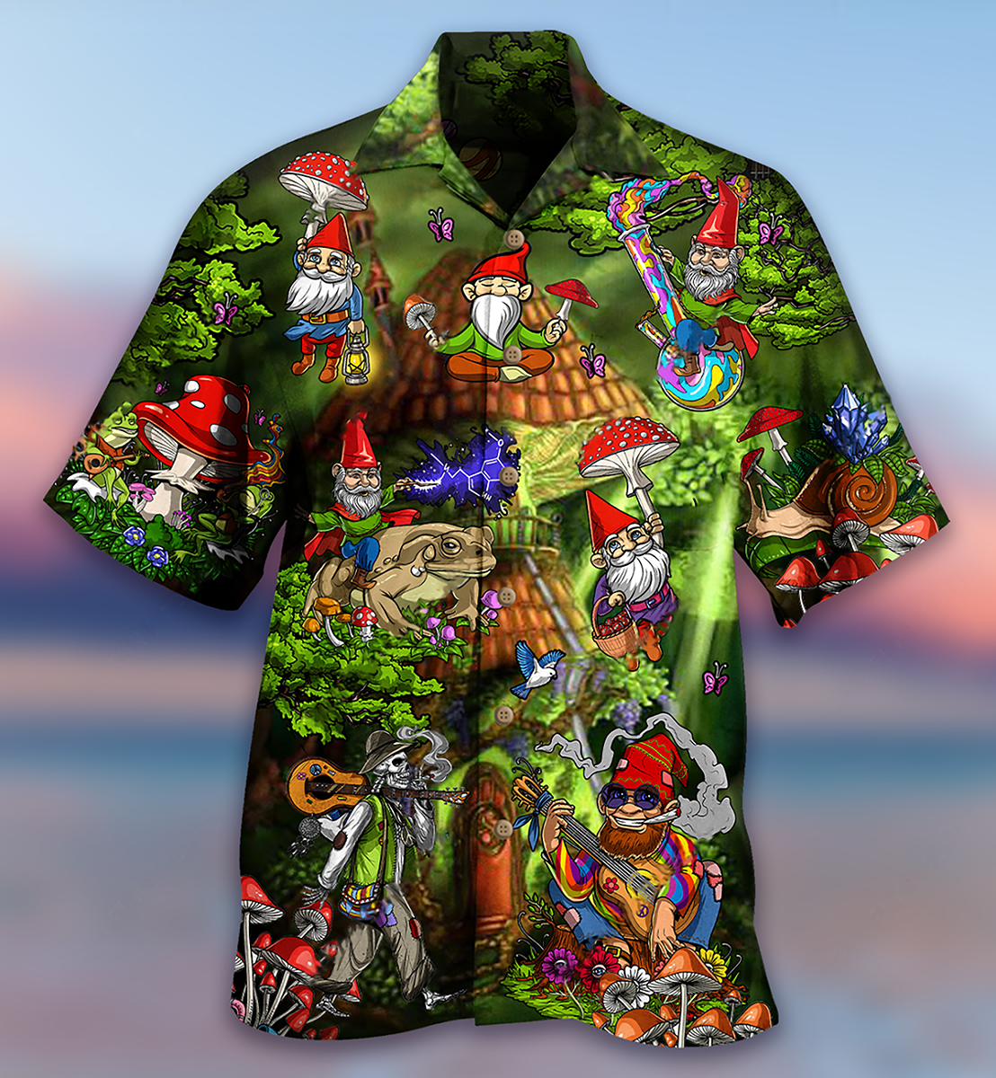 Hippie Mushroom Peace Love Life Color - Hawaiian Shirt