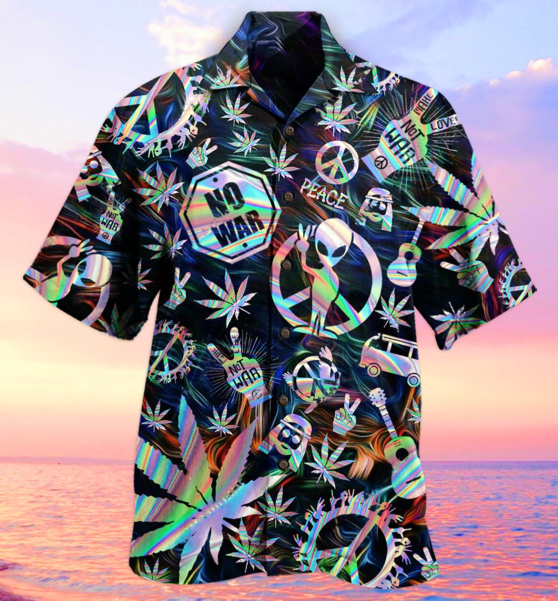 Hippie Alien Peace Life - Hawaiian Shirt