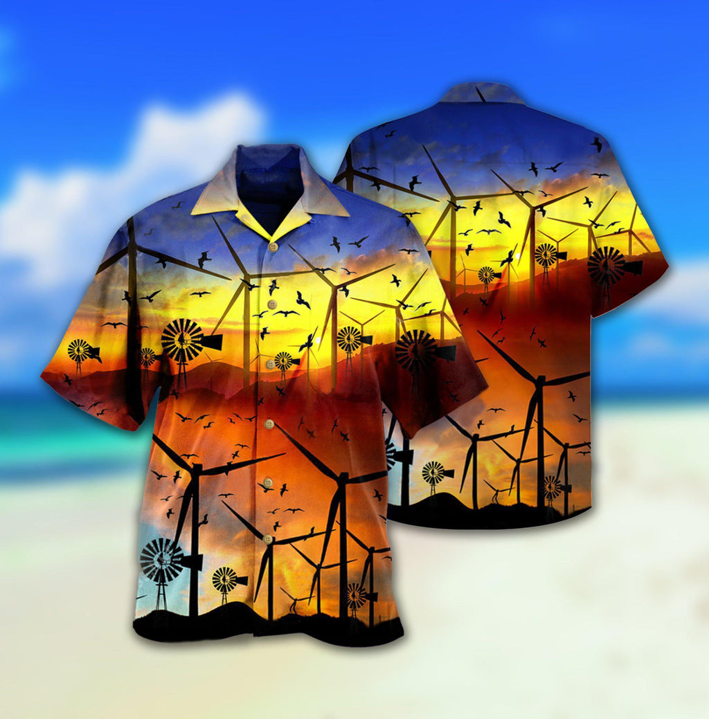 Wind Turbine A Green Planet Is A Clean Planet - Hawaiian Shirt