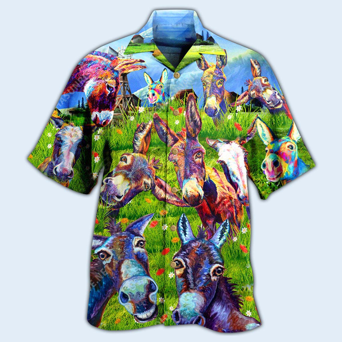 Donkey Be Smart Be Badass In Green Grass - Hawaiian Shirt