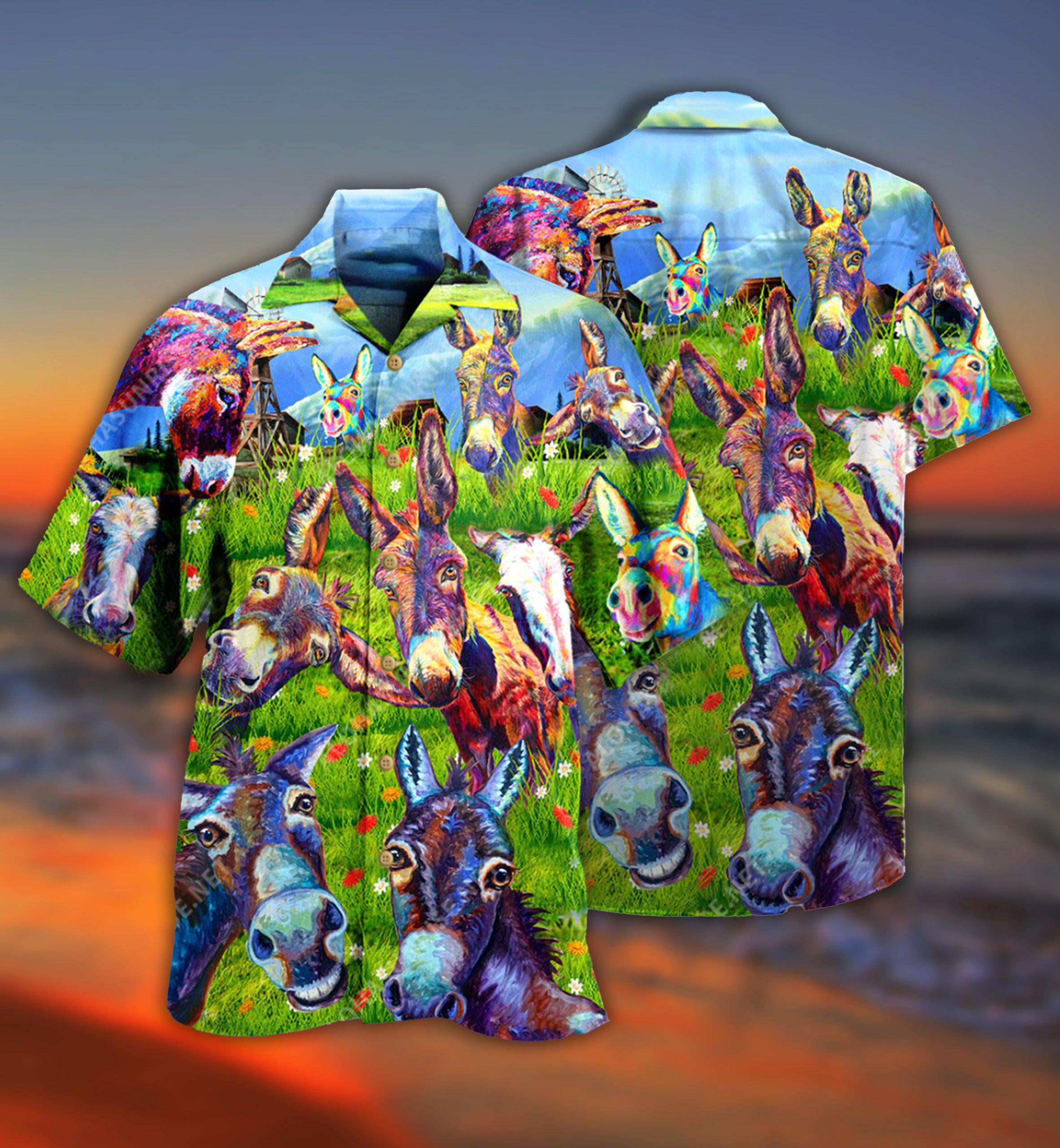 Donkey Be Smart Be Badass In Green Grass - Hawaiian Shirt