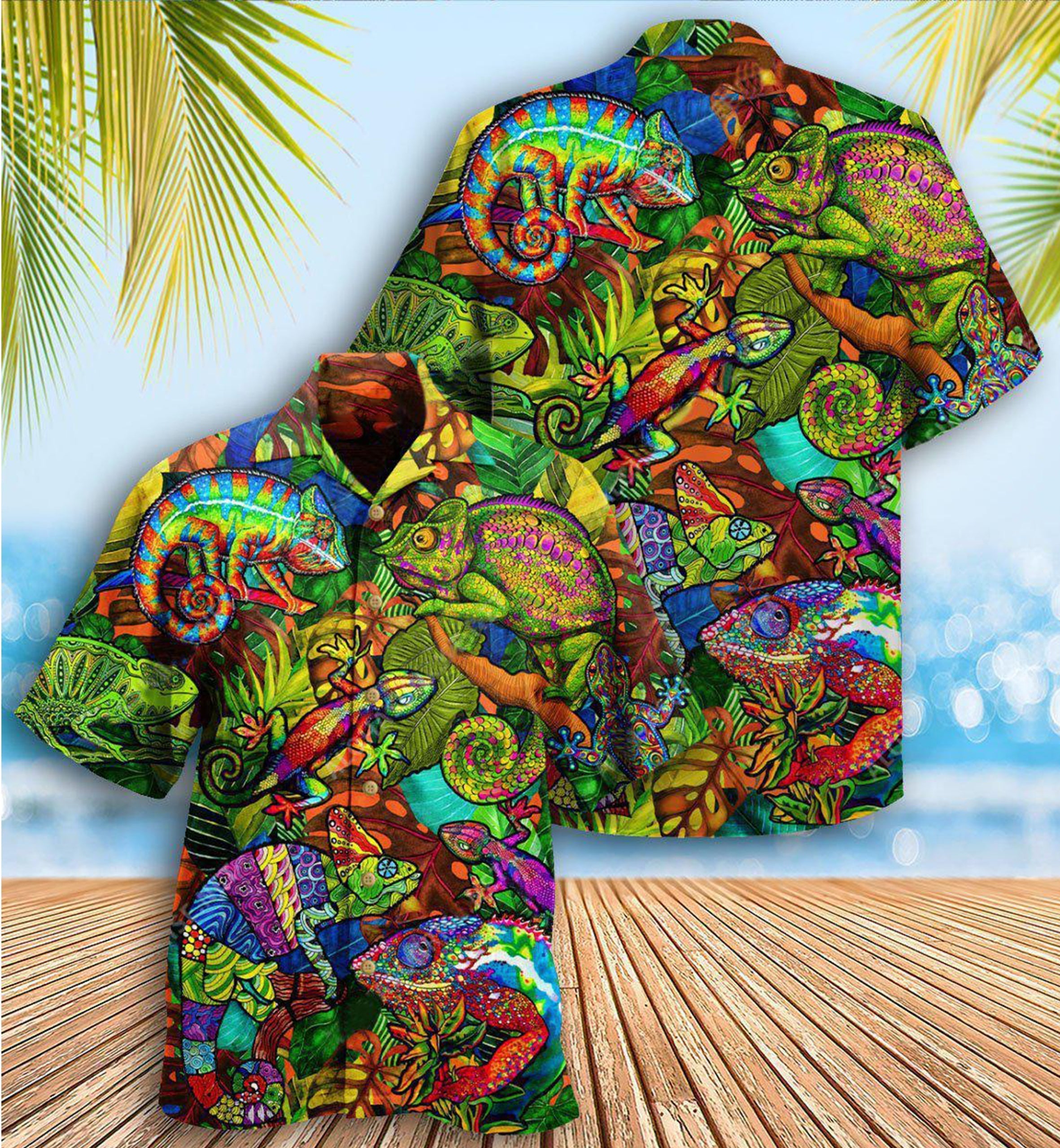 Chameleon Animals Life Is Better With A Chameleon Pattern - Hawaiian Shirt