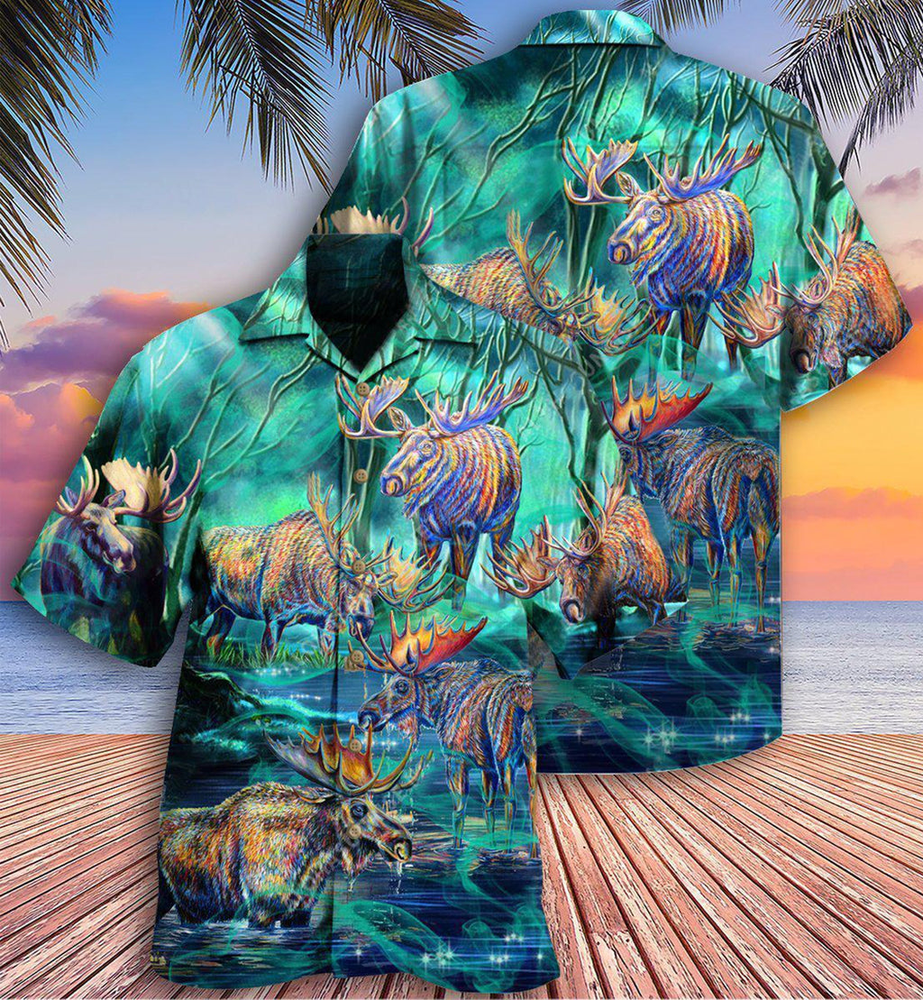 Moose Animals Life Is Better With A Moose Next To Stream - Hawaiian Shirt