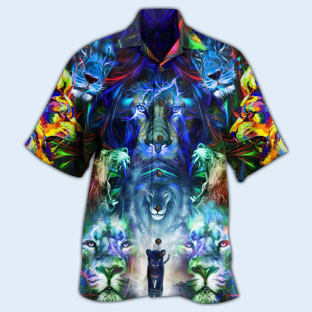 Lion Be Coming King With Colorful Pattern - Hawaiian Shirt