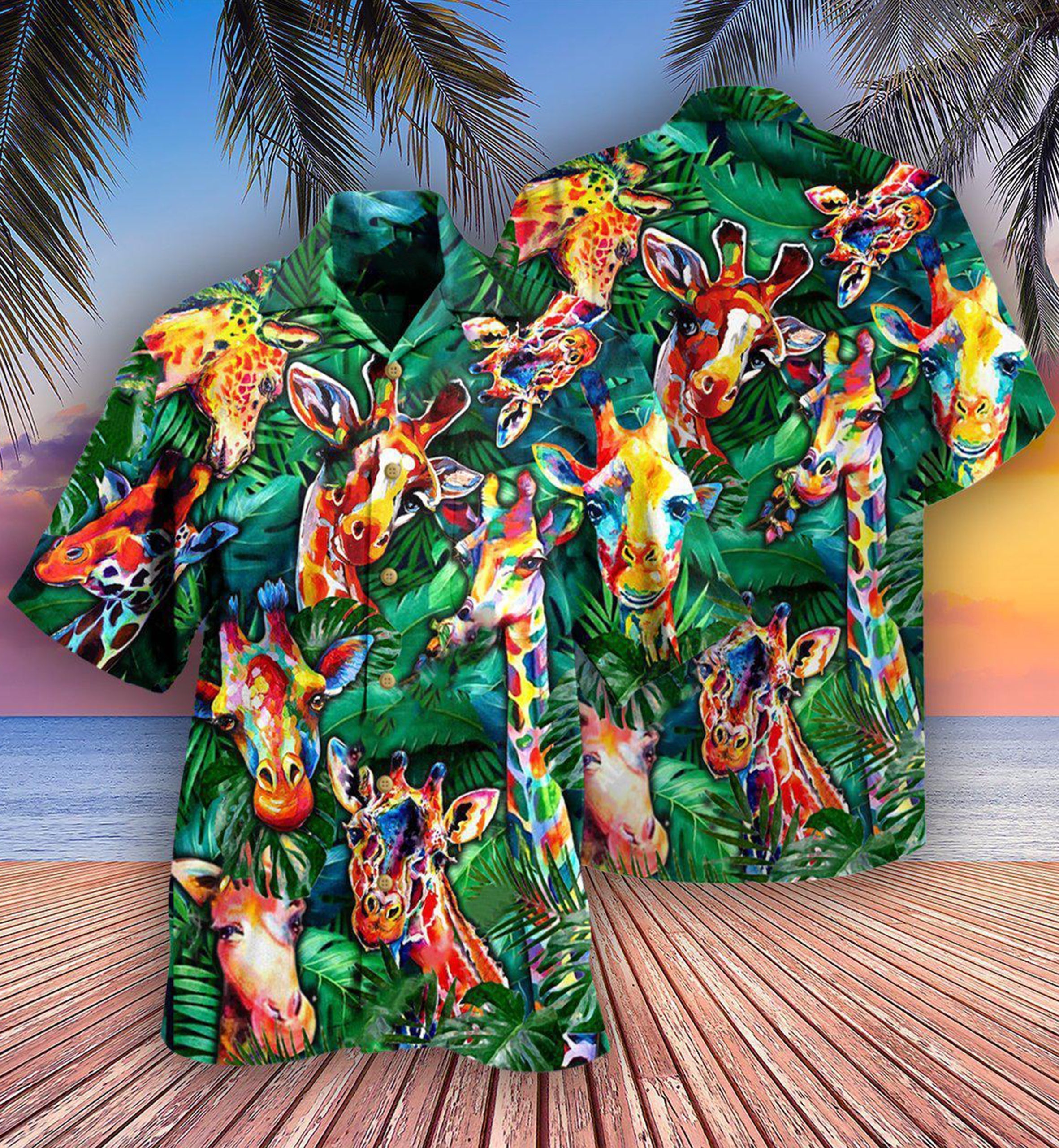 Giraffe Living The High Life - Hawaiian Shirt