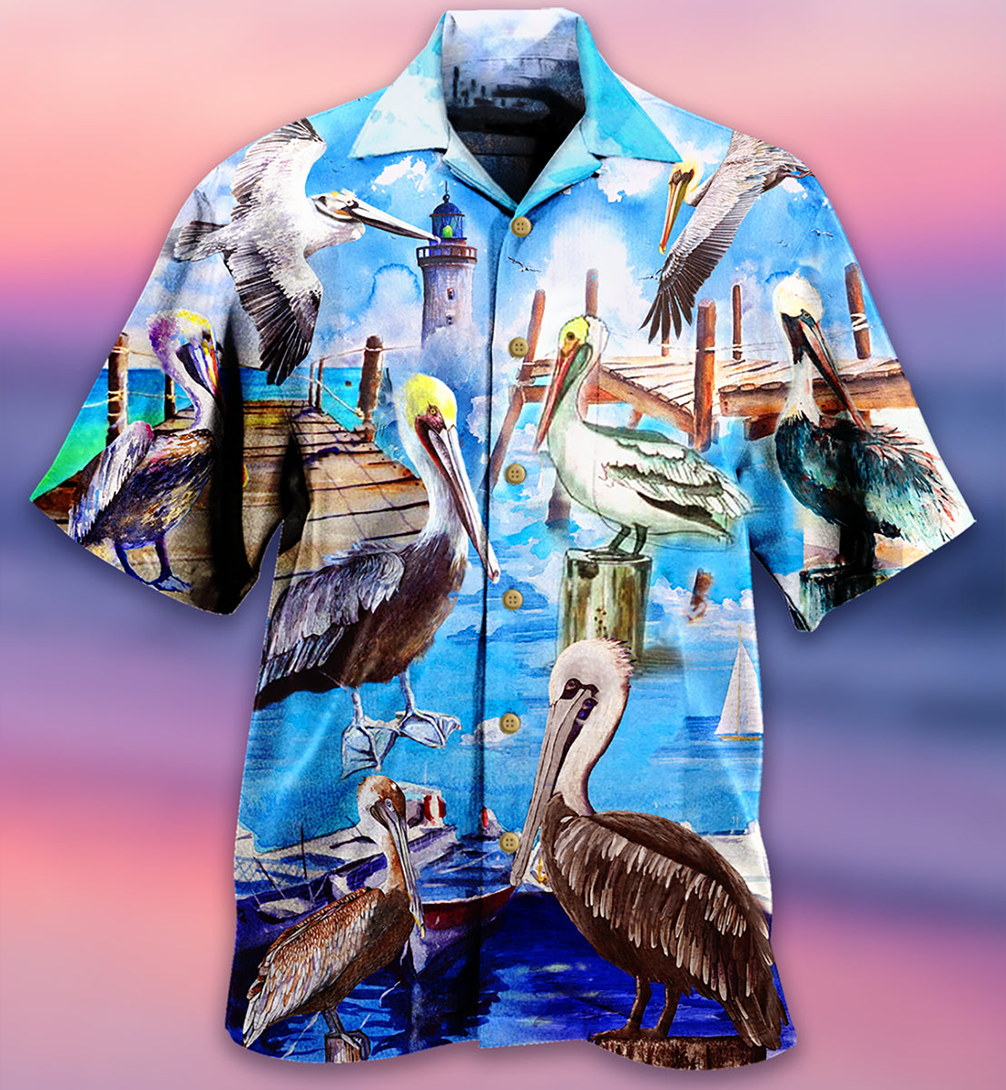 Pelican Animals Love Beach And Beach Love Them Too Much - Hawaiian Shirt