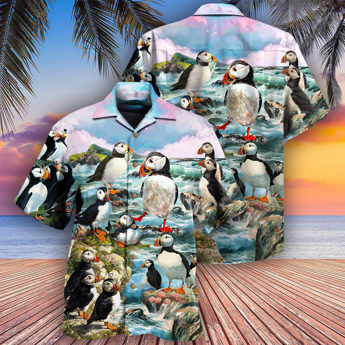 Penguin Animals Penguins On The Coast And Blue Sky - Hawaiian Shirt