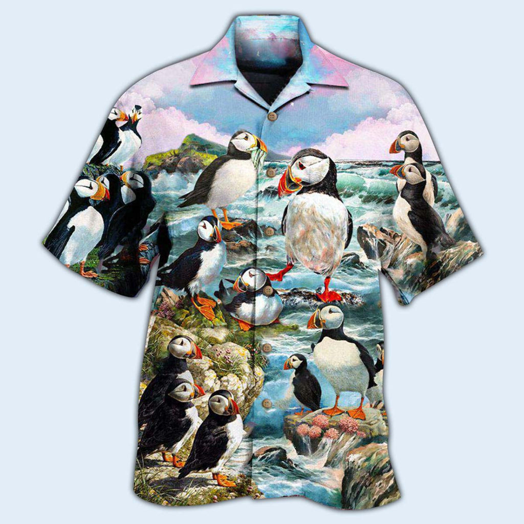 Penguin Animals Penguins On The Coast And Blue Sky - Hawaiian Shirt