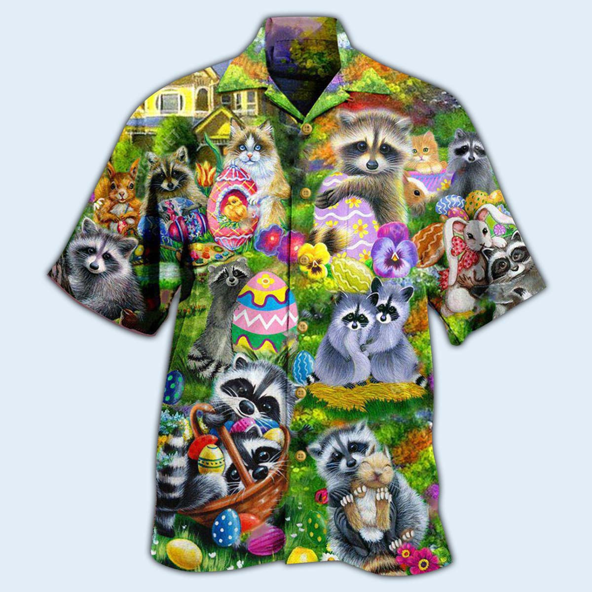 Raccoon Animals I Am Just Here For The Eggs Harmony - Hawaiian Shirt
