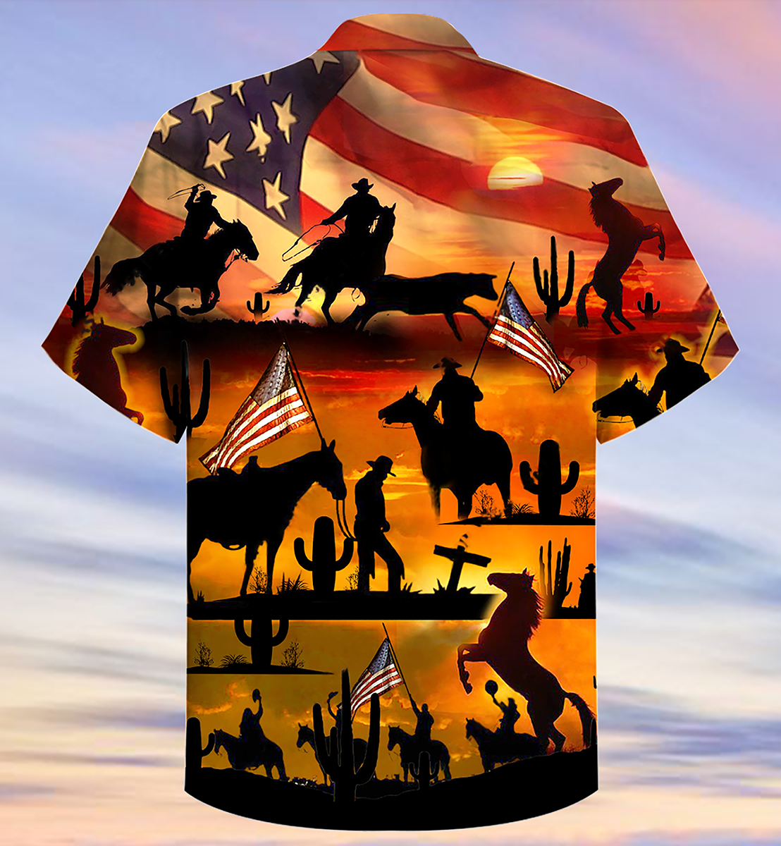 Cowboy American Love Life Sunset - Hawaiian Shirt