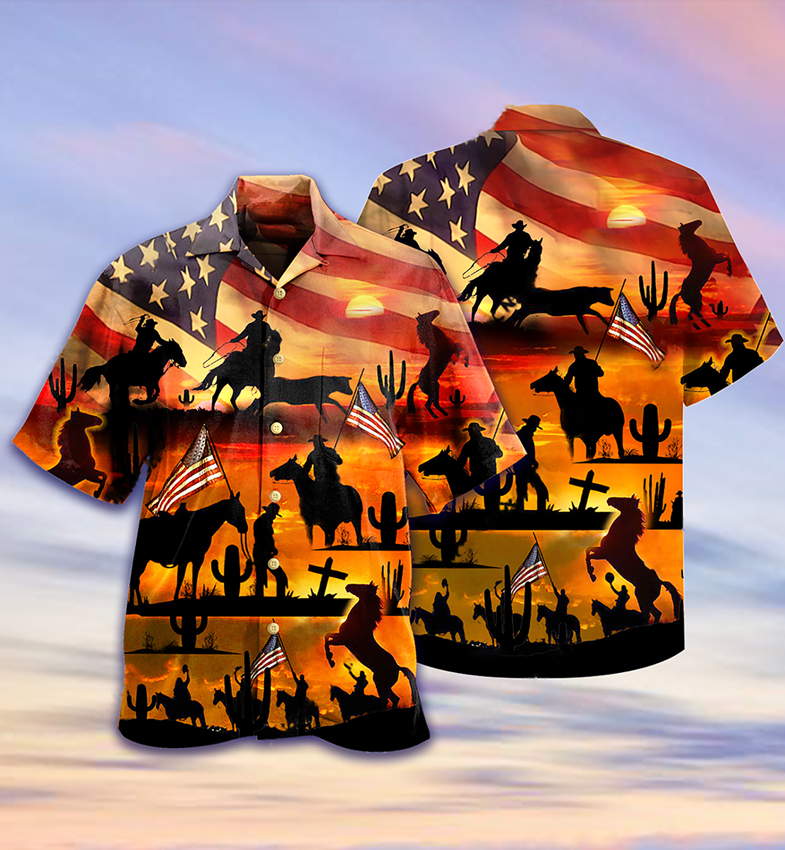 Cowboy American Love Life Sunset - Hawaiian Shirt