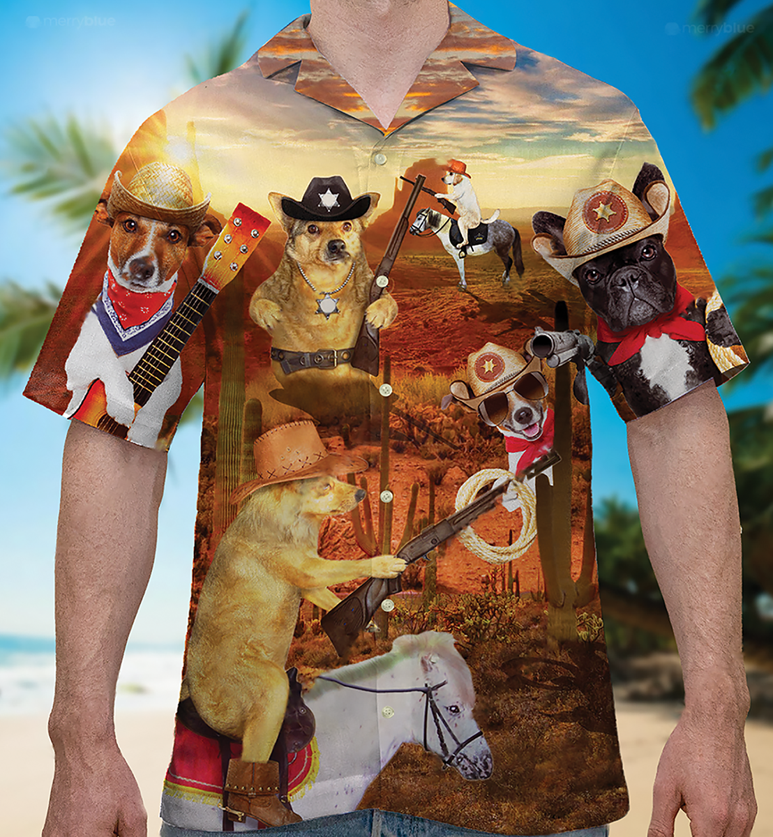 Cowboy Dog Love Life Funny - Hawaiian Shirt
