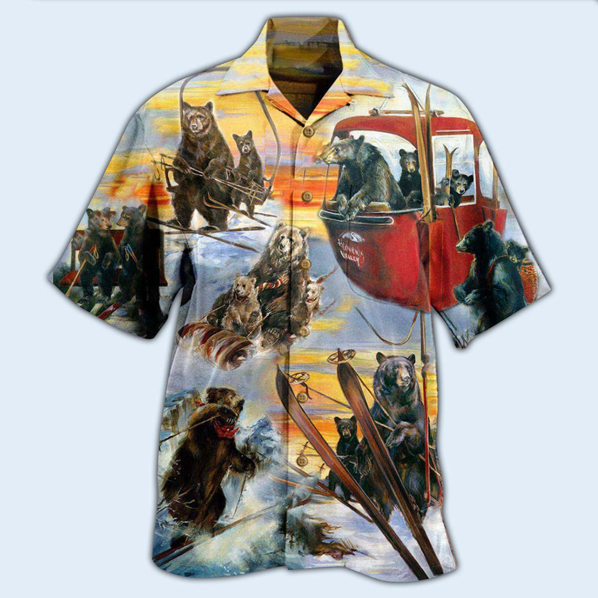 Bear Live Breathe Ski Funny - Hawaiian Shirt