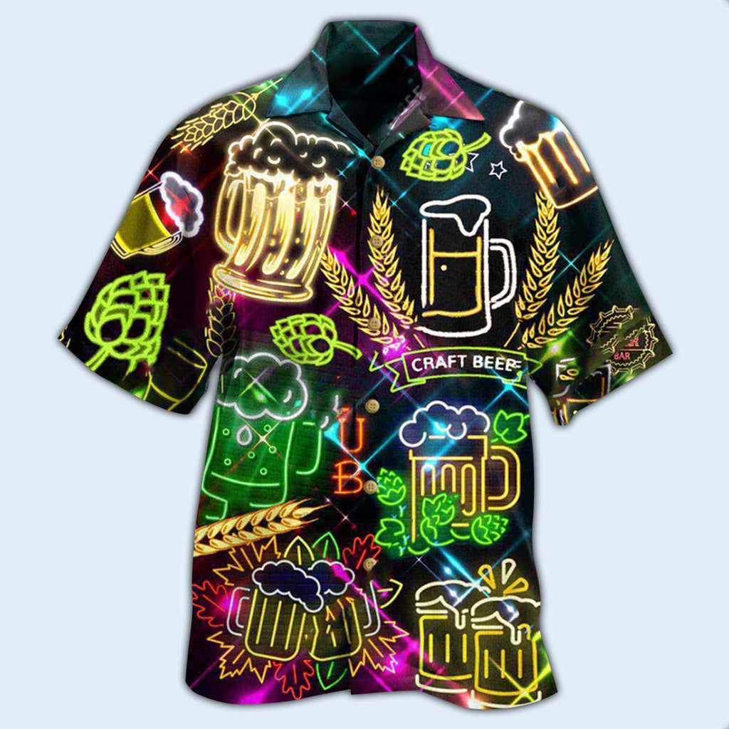 Beer It's Beer O'clock Neon Style - Hawaiian Shirt