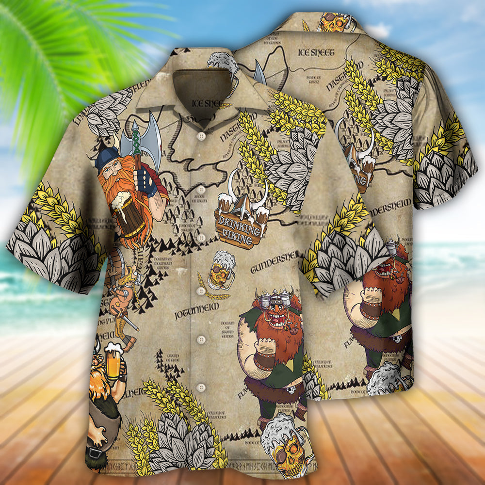 Beer Viking Drinking Beer - Hawaiian Shirt