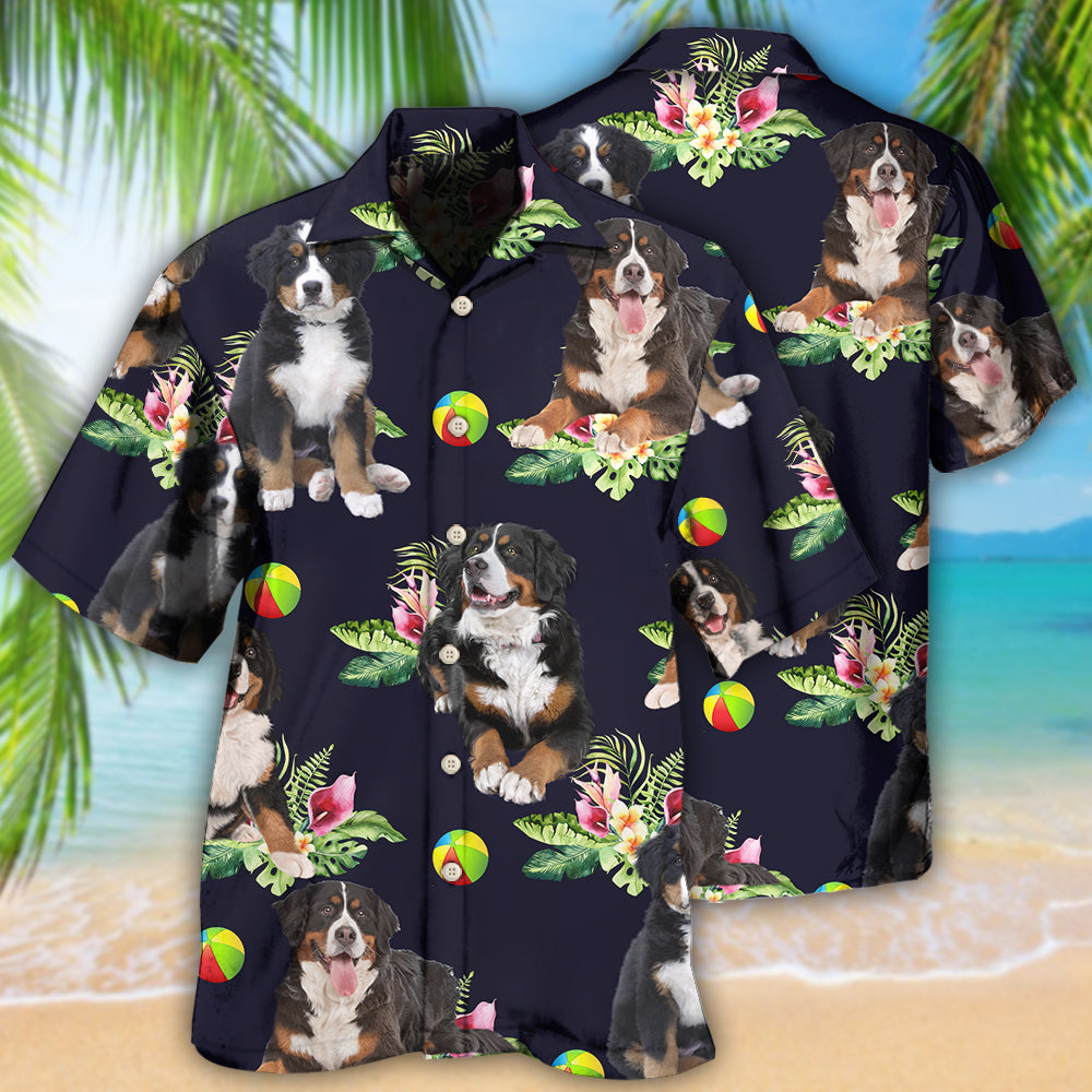 Bernese Mountain Dog Ball Tropical Floral - Hawaiian Shirt